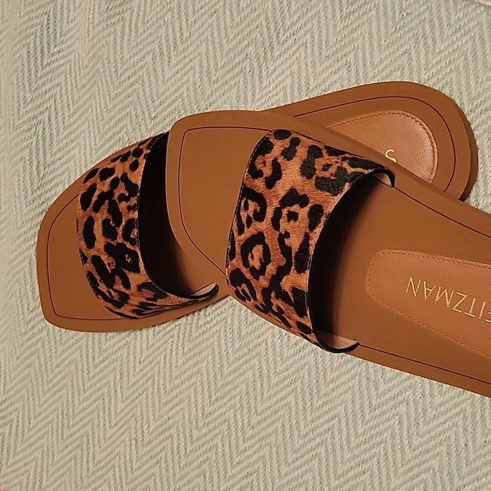 Stuart Weitzman 8  leopard hair calf slide gorgeous
